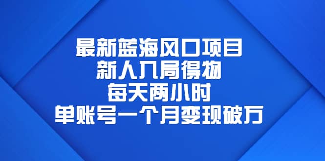 最新蓝海风口项目，新人入局得物，每天两小时，单账号一个月变现破万创富副业网-网创项目资源站-副业项目-创业项目-搞钱项目创富副业网