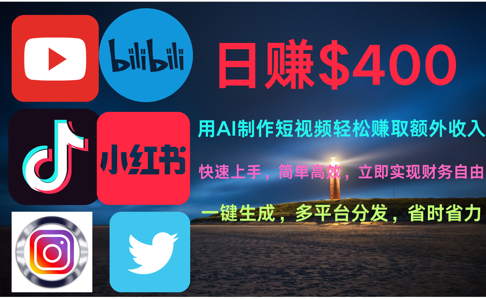 玩转全网视频平台，创造视频就能轻松赚取每天400美金创富副业网-网创项目资源站-副业项目-创业项目-搞钱项目创富副业网