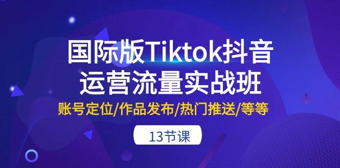 国际版Tiktok抖音运营流量实战班：账号定位/作品发布/热门推送/等等-13节创富副业网-网创项目资源站-副业项目-创业项目-搞钱项目创富副业网