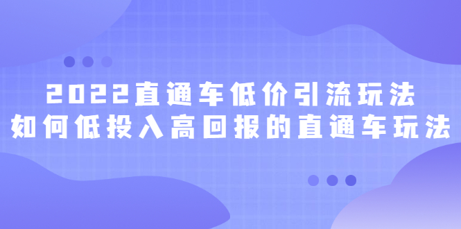 2022直通车低价引流玩法，教大家如何低投入高回报的直通车玩法创富副业网-网创项目资源站-副业项目-创业项目-搞钱项目创富副业网