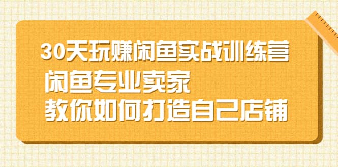 30天玩赚闲鱼实战训练营，闲鱼专业卖家教你如何打造自己店铺创富副业网-网创项目资源站-副业项目-创业项目-搞钱项目创富副业网
