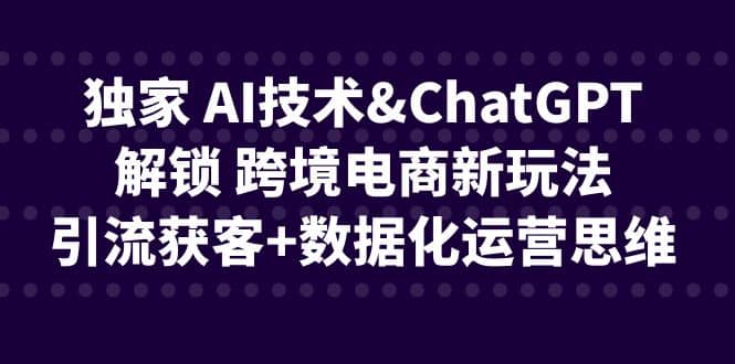 独家 AI技术ChatGPT解锁 跨境电商新玩法，引流获客+数据化运营思维创富副业网-网创项目资源站-副业项目-创业项目-搞钱项目创富副业网