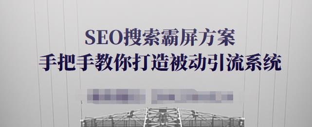 SEO搜索霸屏方案，手把手教你打造被动引流系统【视频课程】创富副业网-网创项目资源站-副业项目-创业项目-搞钱项目创富副业网