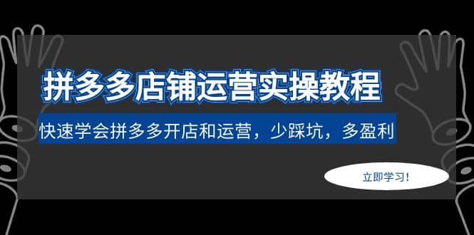 拼多多店铺运营实操教程：快速学会拼多多开店和运营，少踩坑，多盈利创富副业网-网创项目资源站-副业项目-创业项目-搞钱项目创富副业网