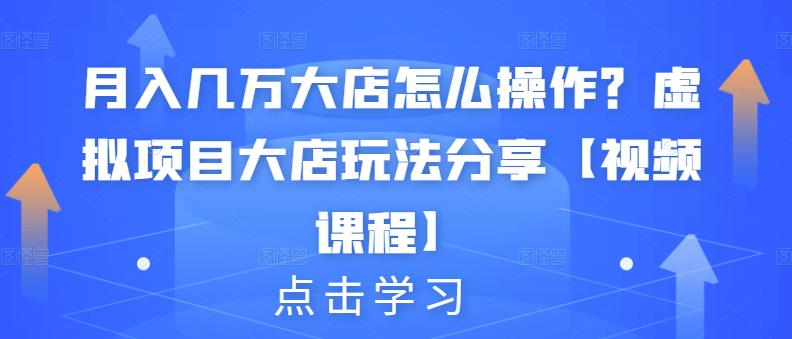 月入几万大店怎么操作？虚拟项目大店玩法分享【视频课程】创富副业网-网创项目资源站-副业项目-创业项目-搞钱项目创富副业网