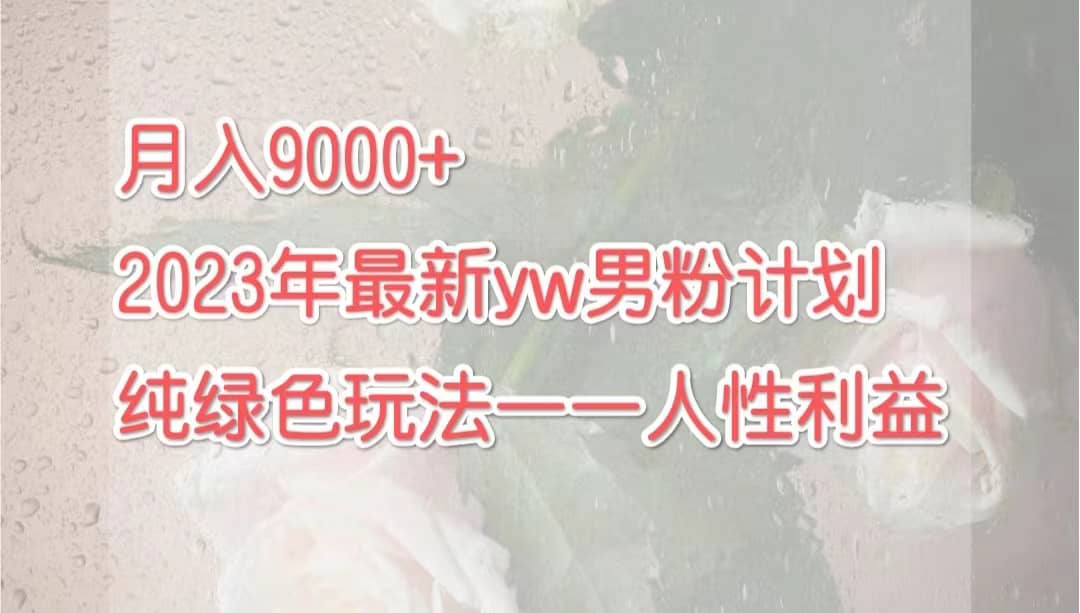 月入9000+2023年9月最新yw男粉计划绿色玩法——人性之利益创富副业网-网创项目资源站-副业项目-创业项目-搞钱项目创富副业网