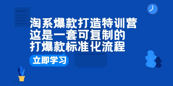 淘系爆款打造特训营：这是一套可复制的打爆款标准化流程创富副业网-网创项目资源站-副业项目-创业项目-搞钱项目创富副业网