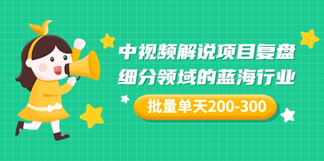 某付费文章：中视频解说项目复盘：细分领域的蓝海行业 批量单天200-300收益创富副业网-网创项目资源站-副业项目-创业项目-搞钱项目创富副业网