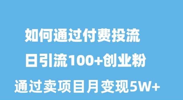 如何通过付费投流日引流100+创业粉月变现5W+创富副业网-网创项目资源站-副业项目-创业项目-搞钱项目创富副业网