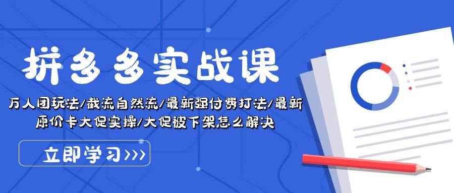 拼多多·实战课：万人团玩法/截流自然流/最新强付费打法/最新原价卡大促..创富副业网-网创项目资源站-副业项目-创业项目-搞钱项目创富副业网