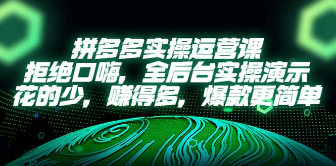 拼多多实操运营课：拒绝口嗨，全后台实操演示，花的少，赚得多，爆款更简单创富副业网-网创项目资源站-副业项目-创业项目-搞钱项目创富副业网