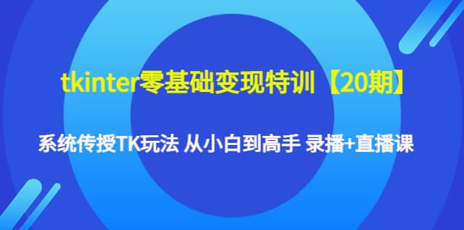 tkinter零基础变现特训【20期】系统传授TK玩法 从小白到高手 录播+直播课创富副业网-网创项目资源站-副业项目-创业项目-搞钱项目创富副业网