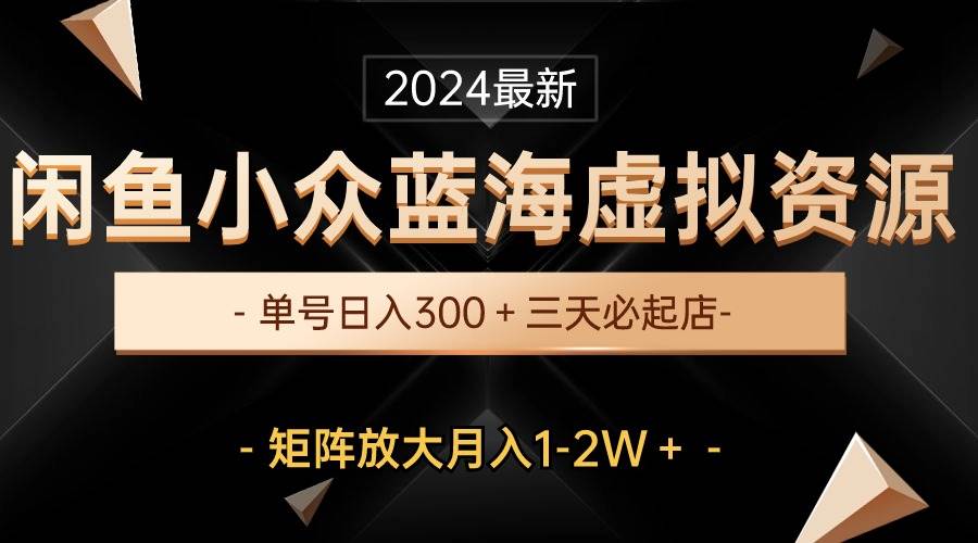 最新闲鱼小众蓝海虚拟资源，单号日入300＋，三天必起店，矩阵放大月入1-2W创富副业网-网创项目资源站-副业项目-创业项目-搞钱项目创富副业网