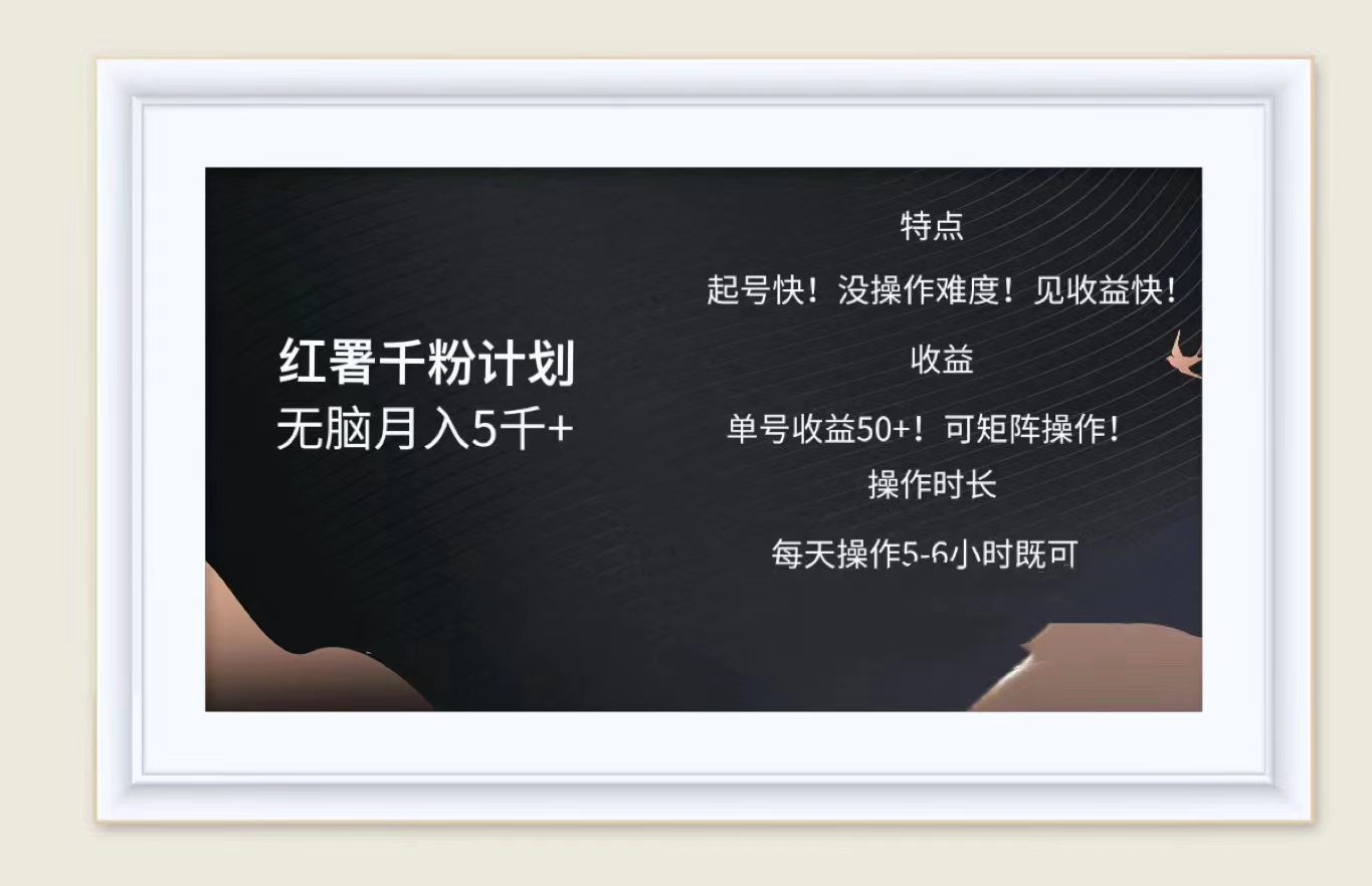 红薯千粉计划无脑月入5千➕！既做既赚！创富副业网-网创项目资源站-副业项目-创业项目-搞钱项目创富副业网