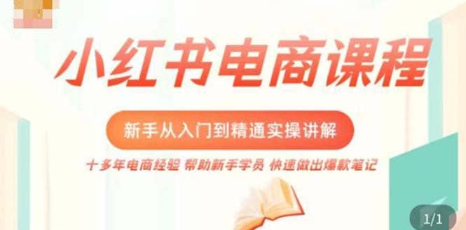 小红书电商新手入门到精通实操课，从入门到精通做爆款笔记，开店运营创富副业网-网创项目资源站-副业项目-创业项目-搞钱项目创富副业网