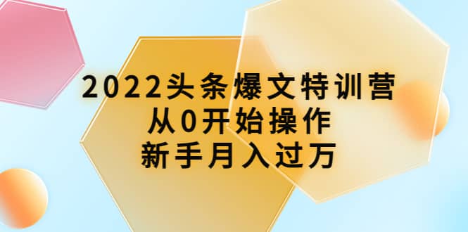 2022头条爆文特训营：从0开始操作，新手月入过万（16节课时）创富副业网-网创项目资源站-副业项目-创业项目-搞钱项目创富副业网