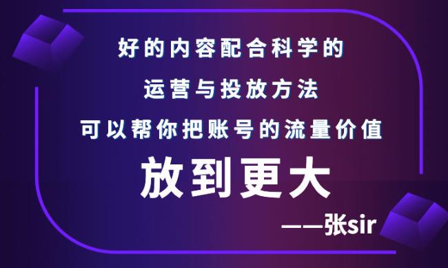 张sir账号流量增长课，告别海王流量，让你的流量更精准创富副业网-网创项目资源站-副业项目-创业项目-搞钱项目创富副业网