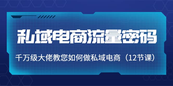 私域电商流量密码：千万级大佬教您如何做私域电商（12节课）创富副业网-网创项目资源站-副业项目-创业项目-搞钱项目创富副业网