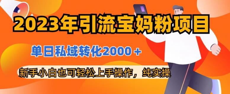 2023年引流宝妈粉项目，单日私域转化2000＋，新手小白也可轻松上手操作，纯实操创富副业网-网创项目资源站-副业项目-创业项目-搞钱项目创富副业网