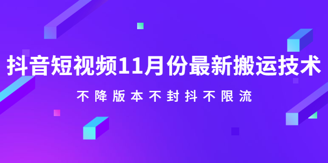抖音短视频11月份最新搬运技术，不降版本不封抖不限流！【视频课程】创富副业网-网创项目资源站-副业项目-创业项目-搞钱项目创富副业网
