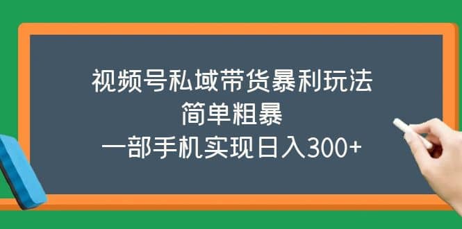 视频号私域带货暴利玩法，简单粗暴创富副业网-网创项目资源站-副业项目-创业项目-搞钱项目创富副业网