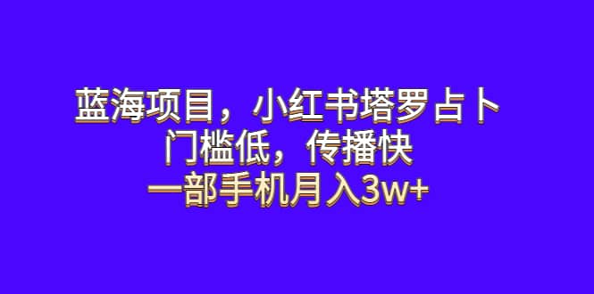 蓝海项目，小红书塔罗占卜，门槛低，传播快，一部手机月入3w+创富副业网-网创项目资源站-副业项目-创业项目-搞钱项目创富副业网