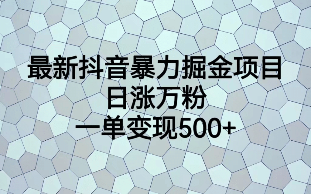 最火热的抖音暴力掘金项目，日涨万粉，多种变现方式，一单变现可达500+创富副业网-网创项目资源站-副业项目-创业项目-搞钱项目创富副业网