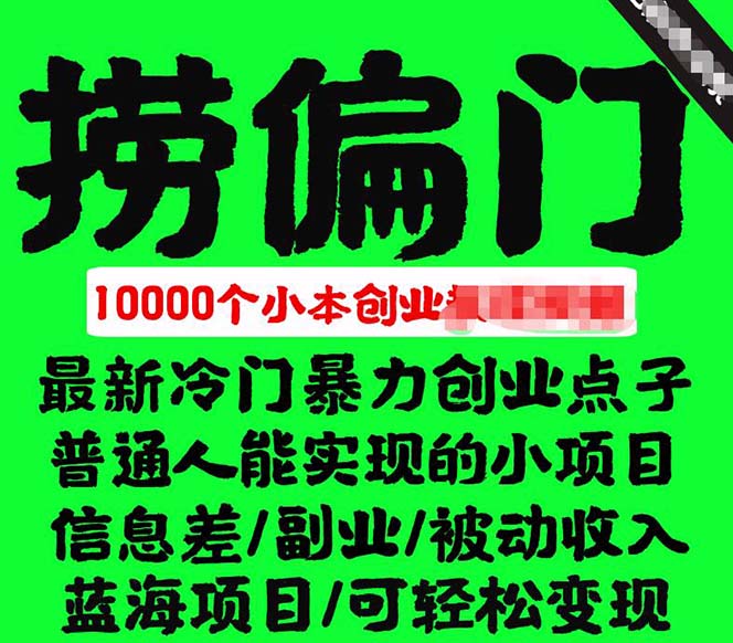 千款捞偏门小本创业小项目，总有一款适合你【无水印】创富副业网-网创项目资源站-副业项目-创业项目-搞钱项目创富副业网