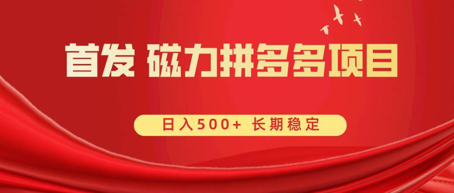 首发 磁力拼多多自撸  日入500+创富副业网-网创项目资源站-副业项目-创业项目-搞钱项目创富副业网