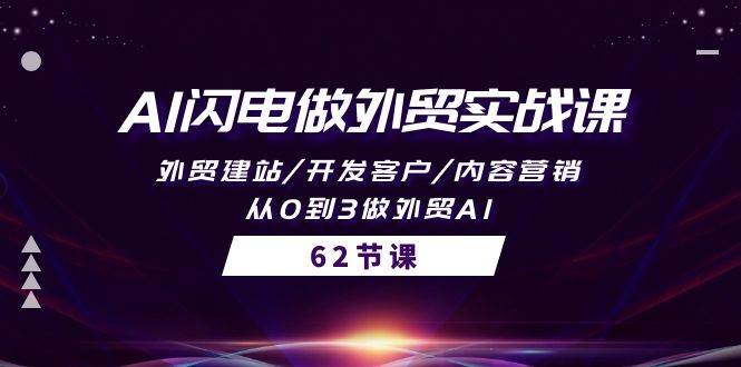 AI闪电做外贸实战课，外贸建站/开发客户/内容营销/从0到3做外贸AI-62节创富副业网-网创项目资源站-副业项目-创业项目-搞钱项目创富副业网