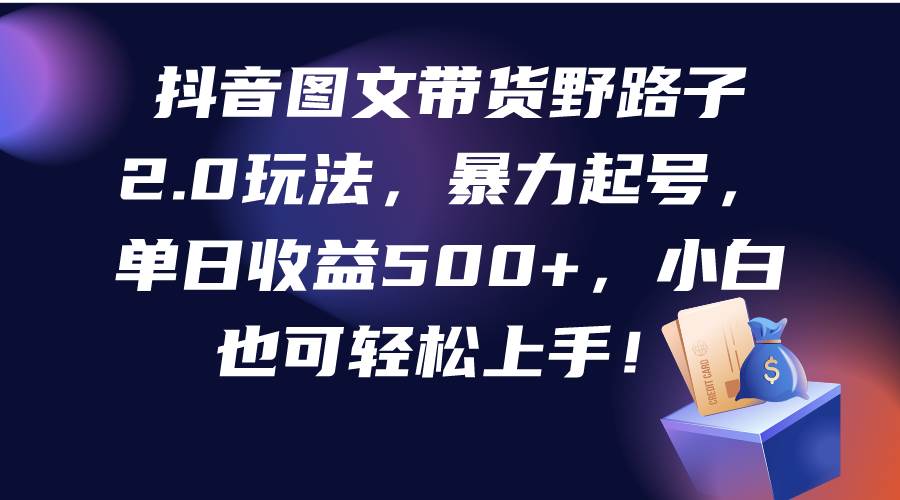 抖音图文带货野路子2.0玩法，暴力起号，单日收益500+，小白也可轻松上手！创富副业网-网创项目资源站-副业项目-创业项目-搞钱项目创富副业网