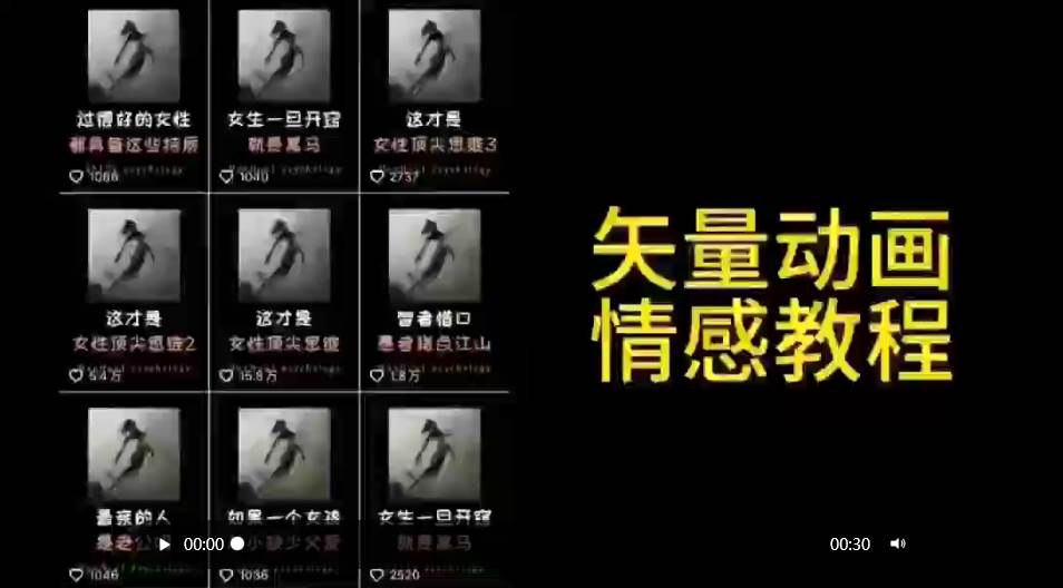 矢量动画情感教程：高点赞涨粉，适合情感、思维、创业教育等赛道创富副业网-网创项目资源站-副业项目-创业项目-搞钱项目创富副业网