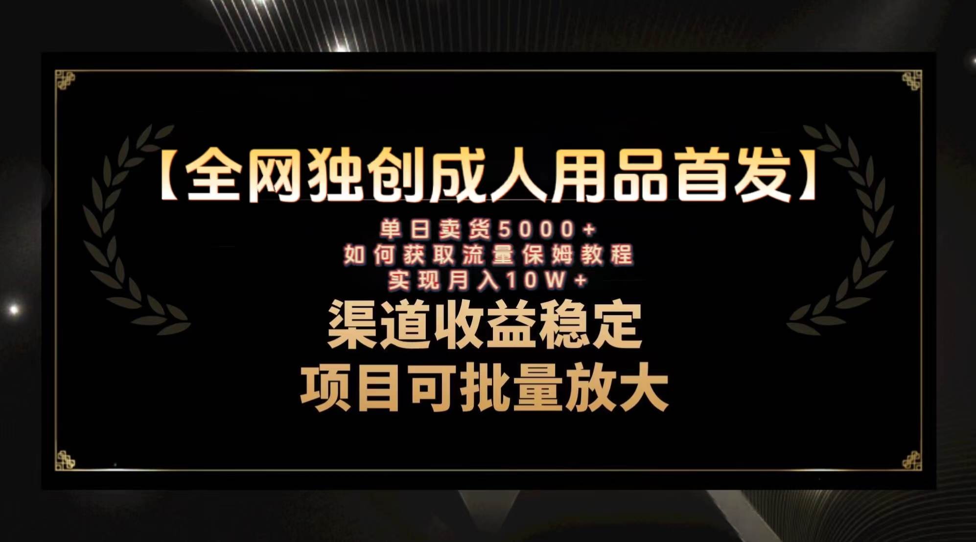 最新全网独创首发，成人用品赛道引流获客，月入10w保姆级教程创富副业网-网创项目资源站-副业项目-创业项目-搞钱项目创富副业网