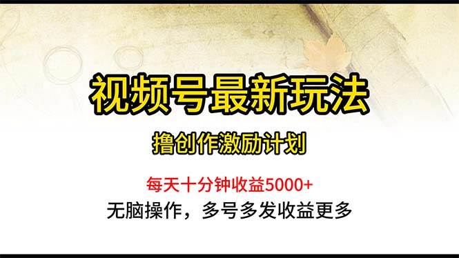 视频号最新玩法，每日一小时月入5000+创富副业网-网创项目资源站-副业项目-创业项目-搞钱项目创富副业网