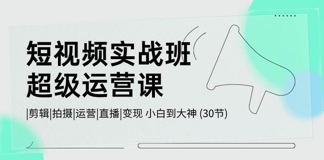 短视频实战班-超级运营课，|剪辑|拍摄|运营|直播|变现 小白到大神 (30节)创富副业网-网创项目资源站-副业项目-创业项目-搞钱项目创富副业网