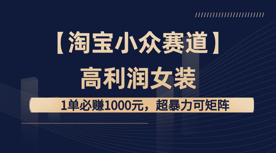 【淘宝小众赛道】高利润女装：1单必赚1000元，超暴力可矩阵创富副业网-网创项目资源站-副业项目-创业项目-搞钱项目创富副业网