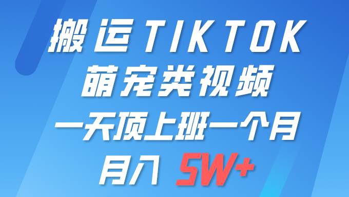 一键搬运TIKTOK萌宠类视频 一部手机即可操作 所有平台均可发布 轻松月入5W+创富副业网-网创项目资源站-副业项目-创业项目-搞钱项目创富副业网