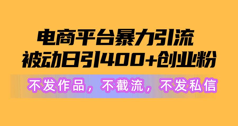 电商平台暴力引流,被动日引400+创业粉不发作品，不截流，不发私信创富副业网-网创项目资源站-副业项目-创业项目-搞钱项目创富副业网
