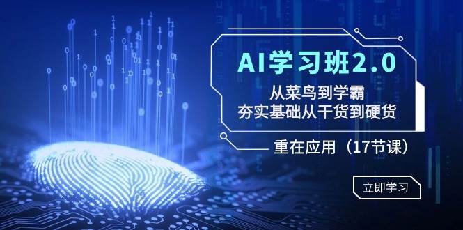 AI学习班2.0：从菜鸟到学霸，夯实基础从干货到硬货，重在应用（17节课）创富副业网-网创项目资源站-副业项目-创业项目-搞钱项目创富副业网