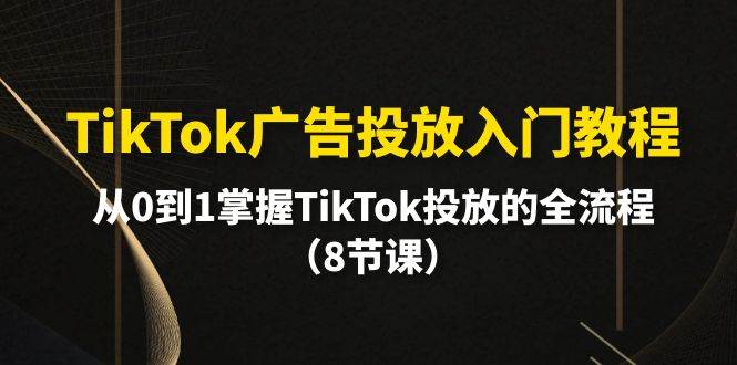 TikTok广告投放入门教程，从0到1掌握TikTok投放的全流程（8节课）创富副业网-网创项目资源站-副业项目-创业项目-搞钱项目创富副业网