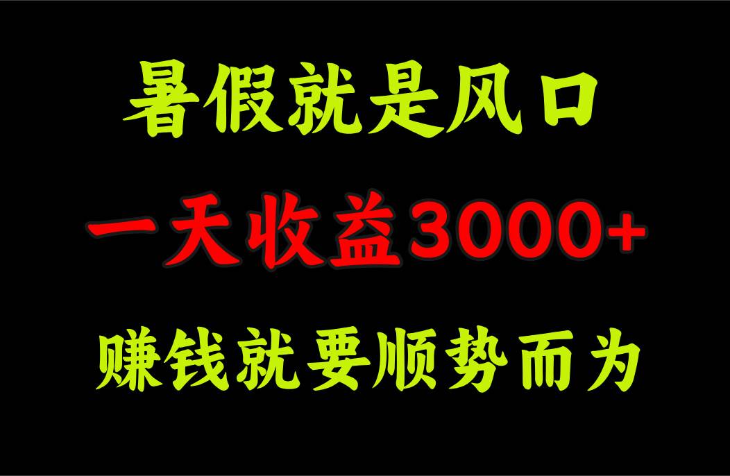 一天收益3000+ 赚钱就是顺势而为，暑假就是风口创富副业网-网创项目资源站-副业项目-创业项目-搞钱项目创富副业网