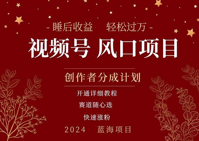拥有睡眠收益的微信视频号大风口项目，轻松月入过万+，多赛道选择，可…创富副业网-网创项目资源站-副业项目-创业项目-搞钱项目创富副业网
