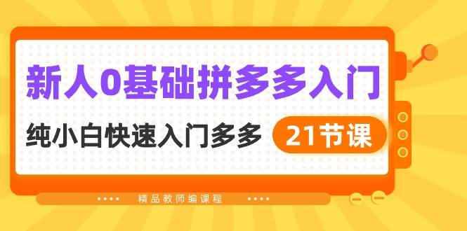 新人0基础拼多多入门，纯小白快速入门多多（21节课）创富副业网-网创项目资源站-副业项目-创业项目-搞钱项目创富副业网