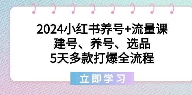 2024小红书养号+流量课：建号、养号、选品，5天多款打爆全流程创富副业网-网创项目资源站-副业项目-创业项目-搞钱项目创富副业网