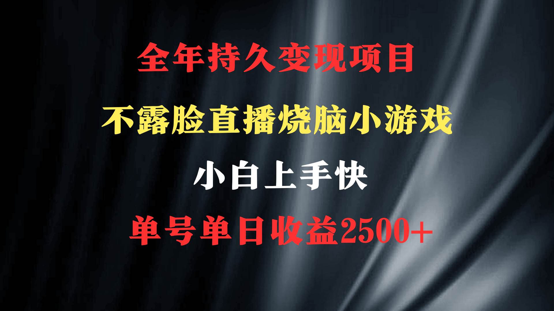 2024年 最优项目，烧脑小游戏不露脸直播  小白上手快 无门槛 一天收益2500+创富副业网-网创项目资源站-副业项目-创业项目-搞钱项目创富副业网