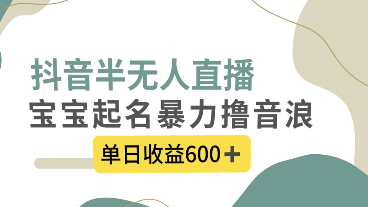 抖音半无人直播，宝宝起名，暴力撸音浪，单日收益600+创富副业网-网创项目资源站-副业项目-创业项目-搞钱项目创富副业网