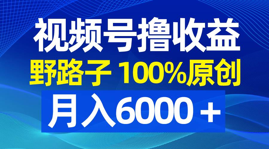 视频号野路子撸收益，100%原创，条条爆款，月入6000＋创富副业网-网创项目资源站-副业项目-创业项目-搞钱项目创富副业网