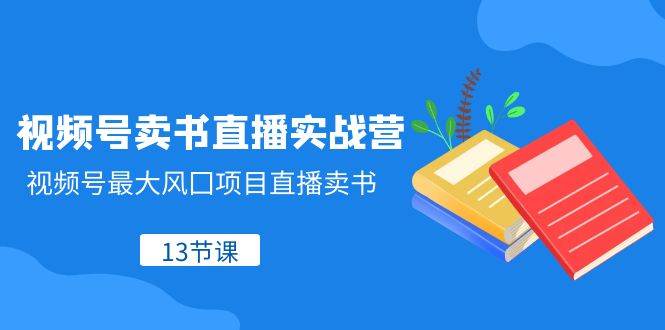 视频号-卖书直播实战营，视频号最大风囗项目直播卖书（13节课）创富副业网-网创项目资源站-副业项目-创业项目-搞钱项目创富副业网