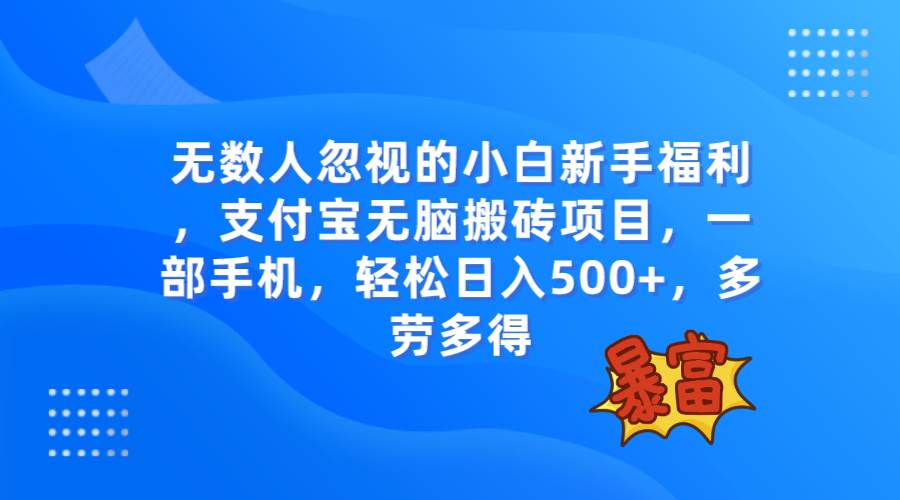 无数人忽视的项目，支付宝无脑搬砖项目，一部手机即可操作，轻松日入500+创富副业网-网创项目资源站-副业项目-创业项目-搞钱项目创富副业网