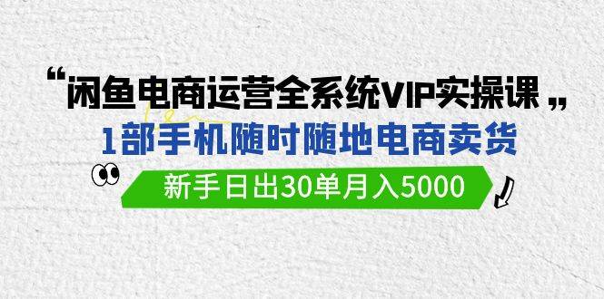 闲鱼电商运营全系统VIP实战课，1部手机随时随地卖货，新手日出30单月入5000创富副业网-网创项目资源站-副业项目-创业项目-搞钱项目创富副业网